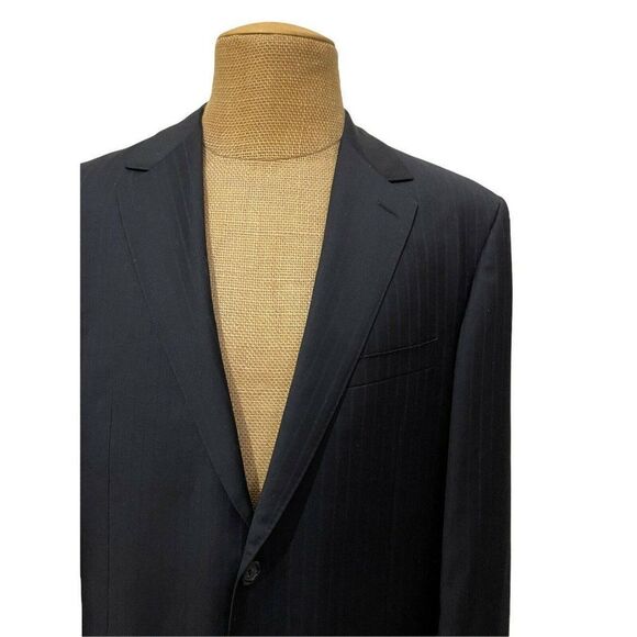 JOSEPH BACH Sartoriale Sports Coat Gray Blue Striped 100% Wool Size 44 L Long‎ - Picture 5 of 11